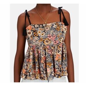 The Great. The Dainty Cami Blouse Top Floral Printed Sleeveless Cotton S 286822